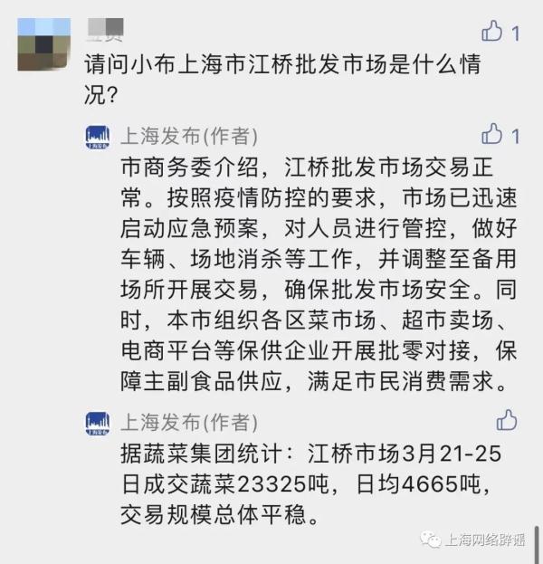 网传"上海几大蔬菜批发市场封闭"不实！一区菜场全关？回应→