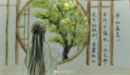 语文是美术老师教的 ？项脊轩志被画成插画