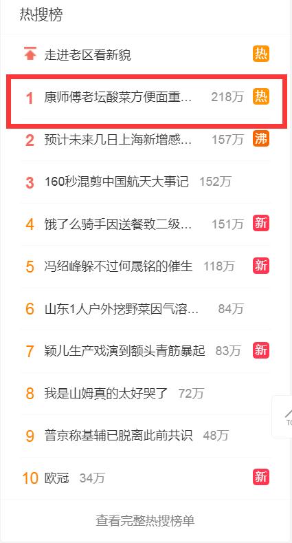 热搜第一！带着文件卖！康师傅老坛酸菜面重返货架，你还会买吗？