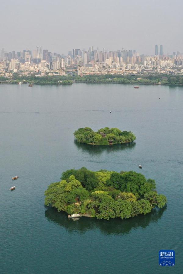 天空之眼瞰杭州西湖