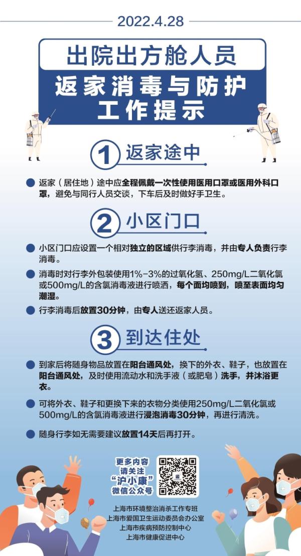 上海发布出院出舱返家消毒与防护指南
