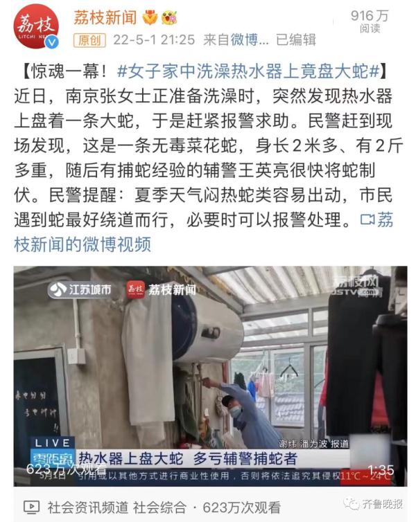 剧毒！居民村头散步碰上3米长眼镜王蛇！警方提醒