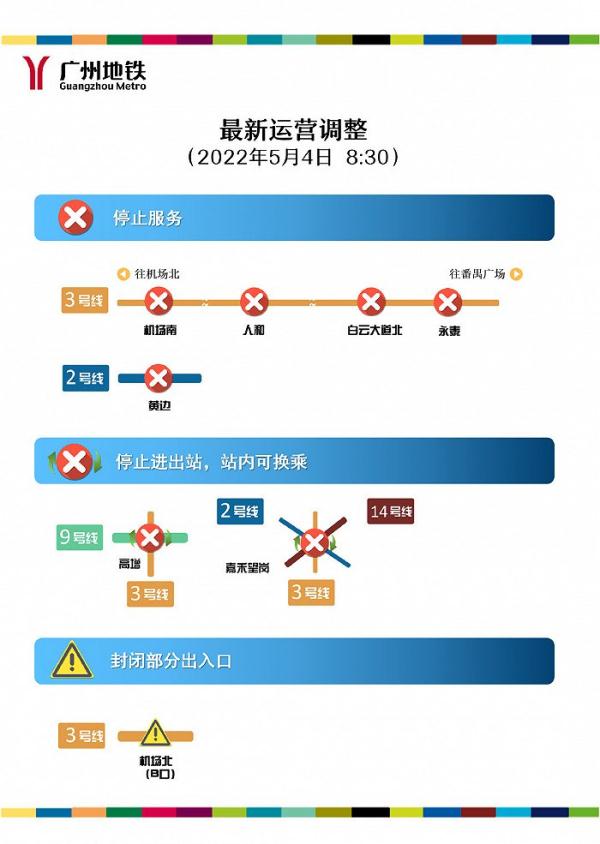 广州地铁多个站点停止对外服务
