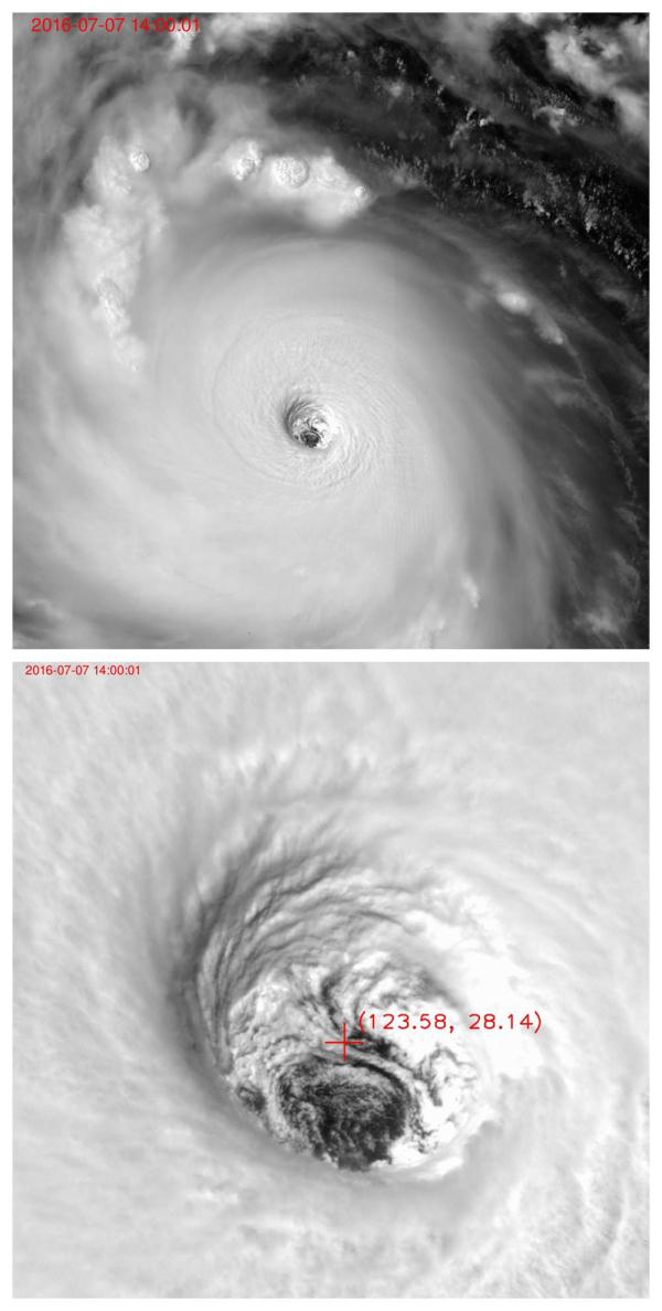 图为2016年台风尼伯特台风眼区高清图,由高分四号卫星拍摄