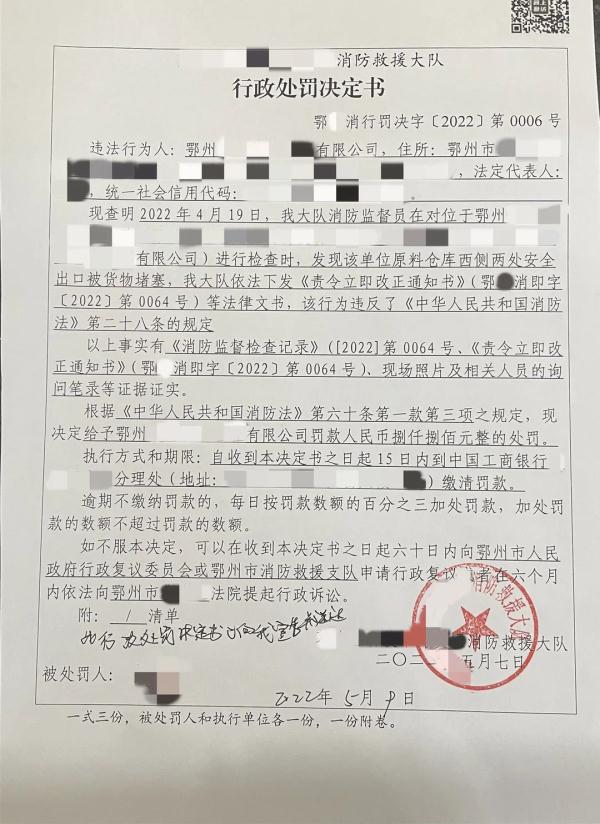 堵塞安全出口？罚！