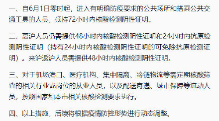 上海1日起进公共场所须72小时核酸证明