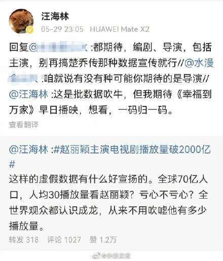 汪海林称赵丽颖电视剧播放数据虚假