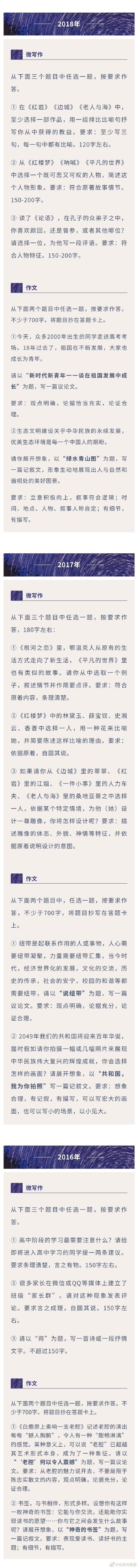 北京高考作文历年真题大盘点