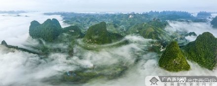 桂林漓江雨后现烟雨美景