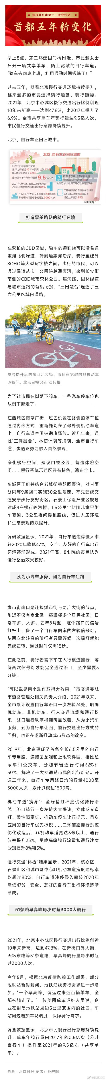 共享单车年骑行量9.5亿人次！北京，自行车正回归城市