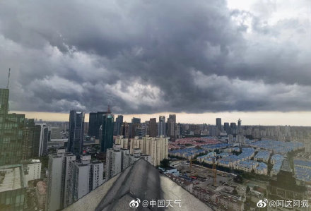 上海四预警齐发 黑云压城白昼如夜