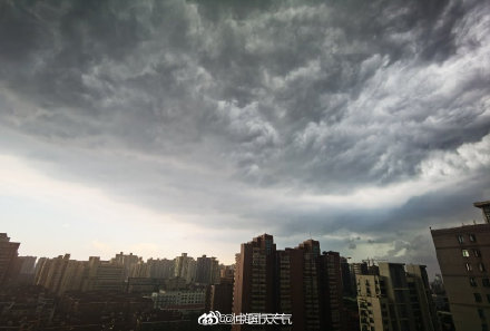 上海四预警齐发 黑云压城白昼如夜