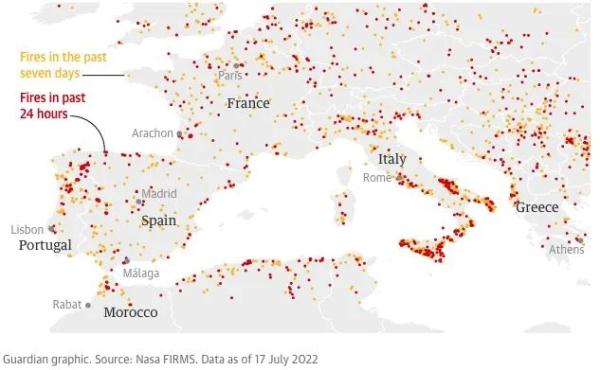 致命热浪野火席卷欧洲，已有1000多人死亡