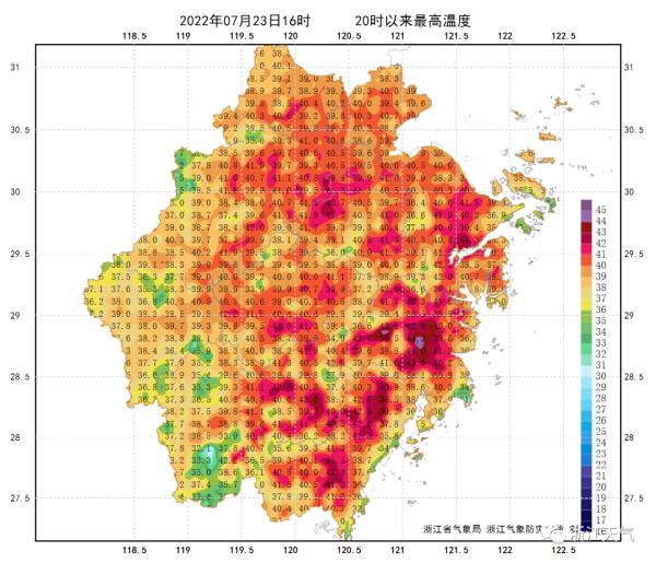 今天，浙江七地气温破最高纪录！未来几天，40℃以上高温区域或将增大
