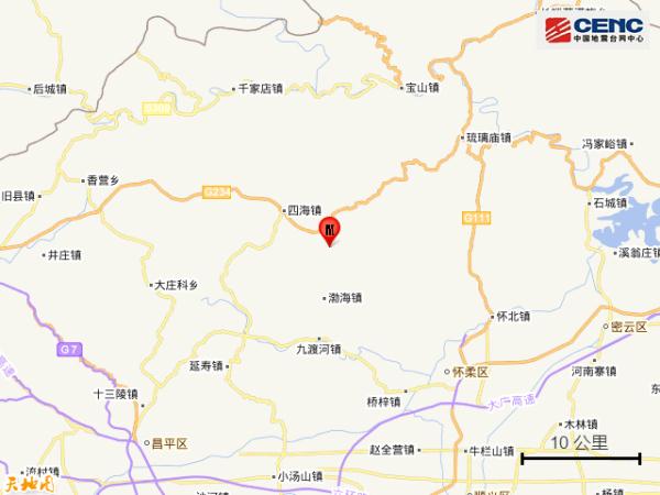 北京怀柔区发生2.6级地震