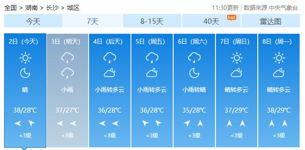 湖南晴热持续长沙气温或创今年来新高  明晚起雨水缓解高温