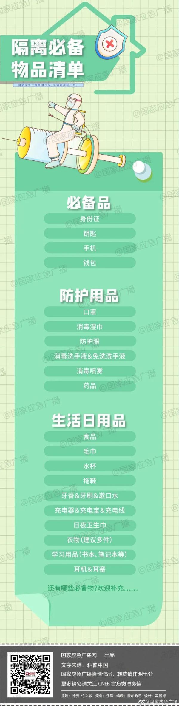 突然被通知隔离，应该准备些什么？（附囤货清单）