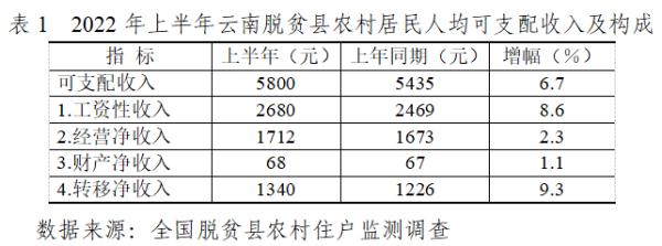 上半年云南脱贫县农村居民收入和消费支出保持增长