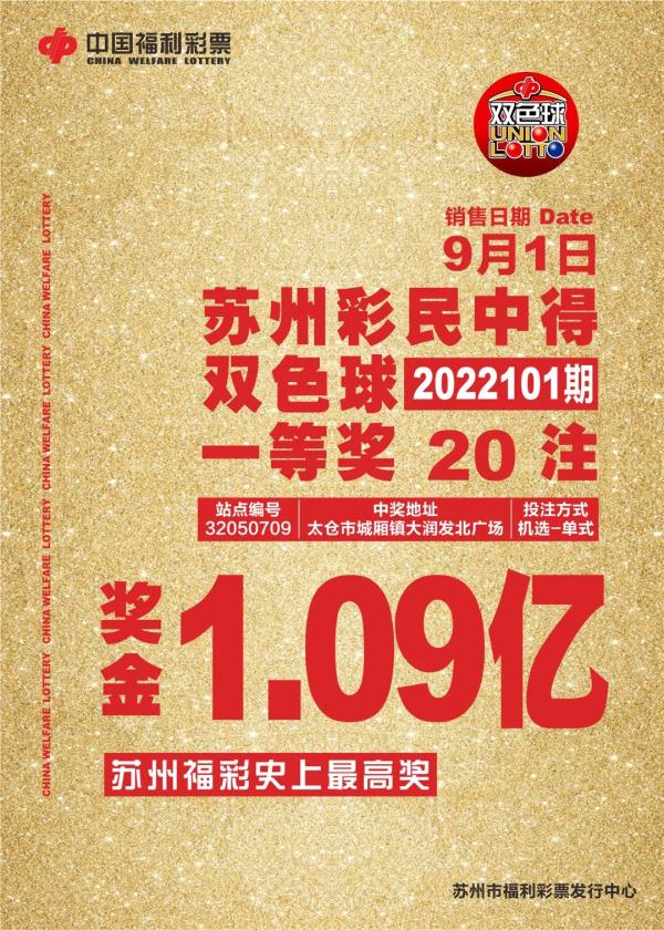 苏州一彩民花80元中了1.09亿！太幸运了！