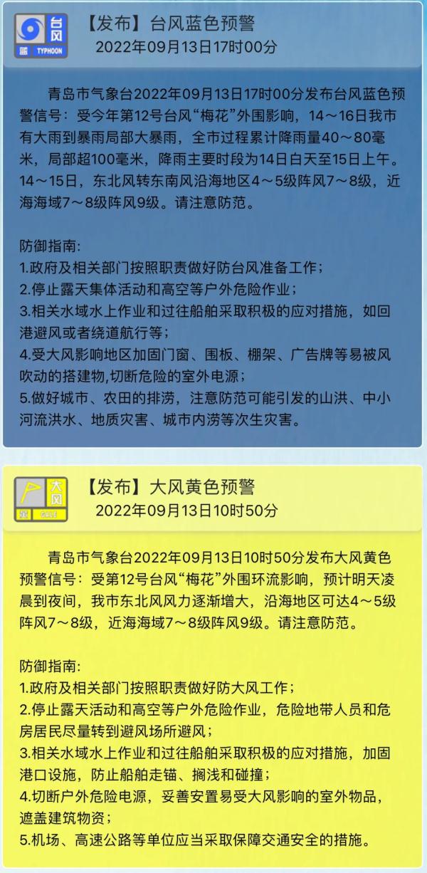 受台风“梅花”影响，青岛9处海水浴场今天9时起全部封闭！最新预报→