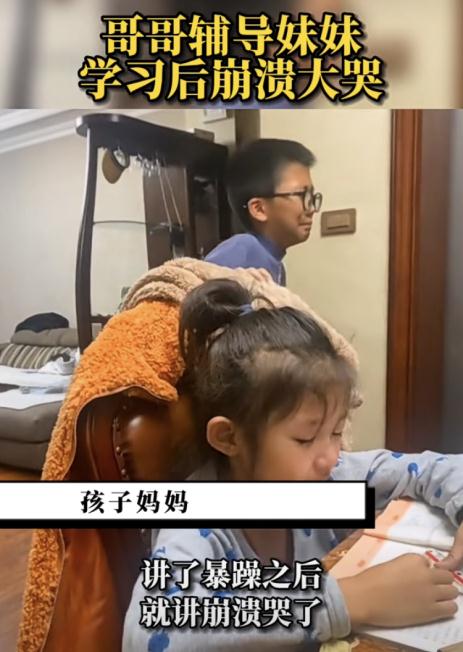 “我把答案都告诉她了” 哥哥辅导妹妹作业，双双被气哭