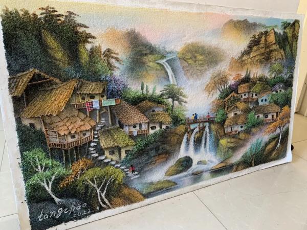 太惊艳！长沙56岁保安用树枝砂石作画，网友：屈才了……