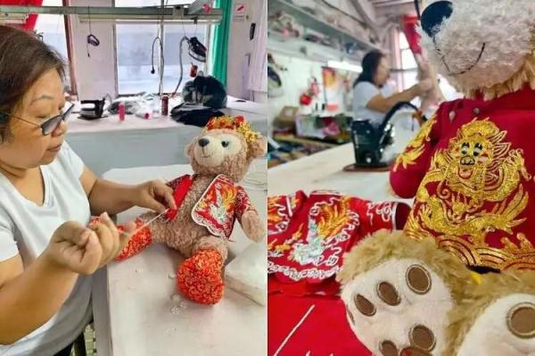 90后女孩为达菲和玲娜贝儿穿上中式非遗婚服