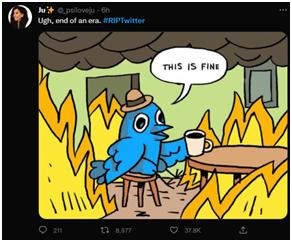 “安息吧推特”冲上美国推特热搜榜一，网友发表情包调侃