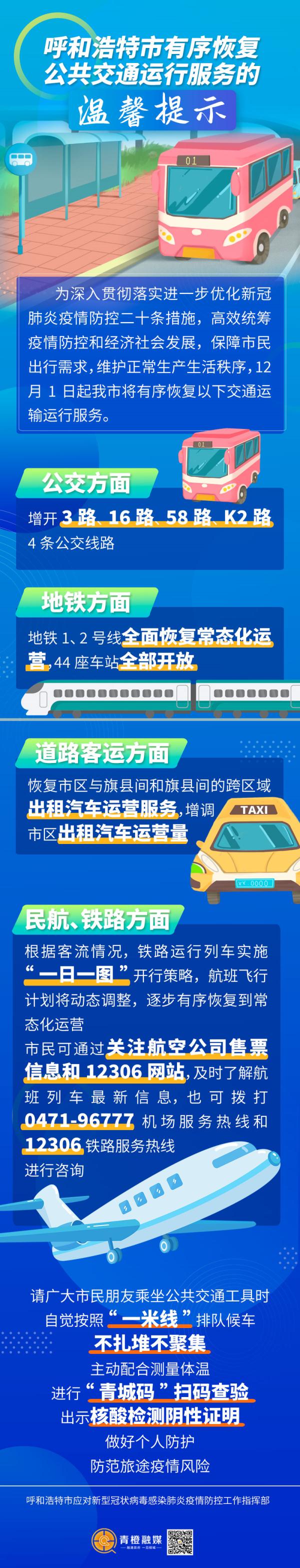 有关呼和浩特交通运输服务有序恢复的温馨提示