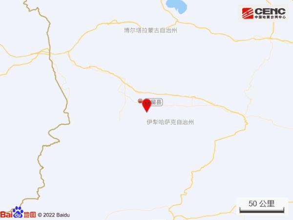 新疆伊犁州巩留县发生3.4级地震