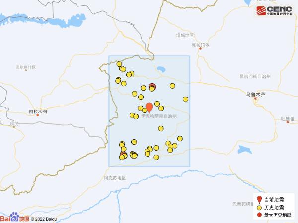 新疆伊犁州巩留县发生3.4级地震