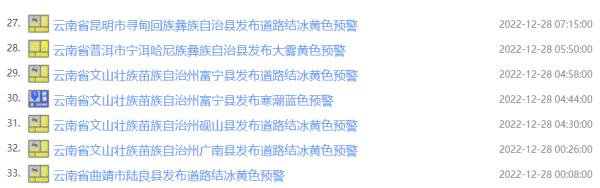 低于0℃,道路结冰黄色预警!云南多地降雪,道路封闭景区暂停开放 低于0℃,道路结冰黄色预警!云南多地降雪,道路封闭景区暂停开放