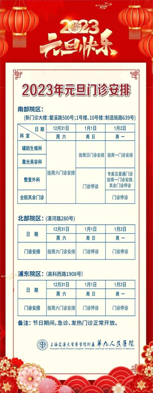 上海人注意:多家医院元旦期间就诊时间有调整!转发周知,别跑空→ 上海人注意:多家医院元旦期间就诊时间有调整!转发周知,别跑空→