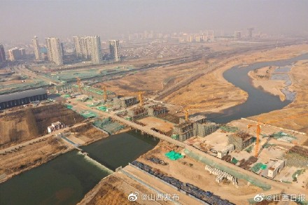 汾河文源大桥建设进入冲刺阶段