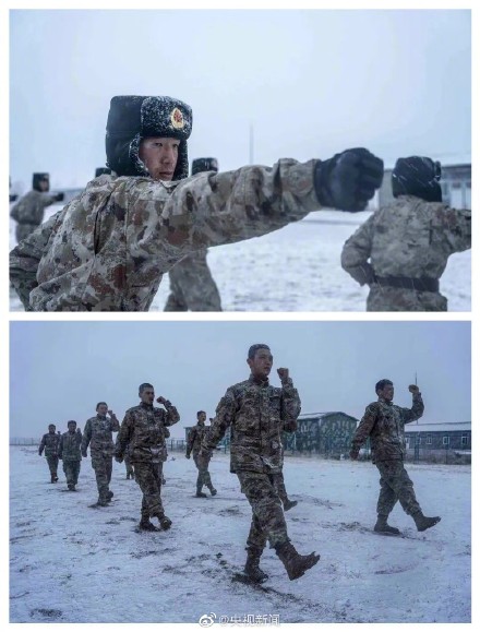 -35℃呵气成霜战士们冰天雪地中训练