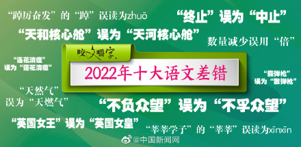 2022年十大语文差错 2022年十大语文差错