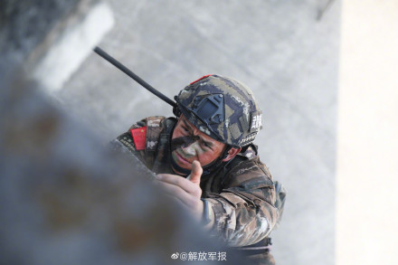 晒图！武警特战队员攀登训练