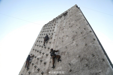 晒图！武警特战队员攀登训练