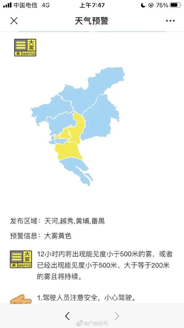 雾蒙蒙！今早广州发布大雾预警，雨雾天气要持续到……