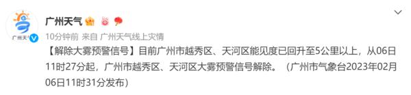雾蒙蒙！今早广州发布大雾预警，雨雾天气要持续到……