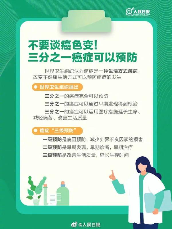 不必谈癌色变，三分之一癌症可预防！预防方法快收藏