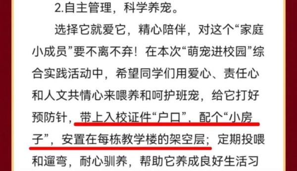 广西一中学可带宠物上学?校方回应 广西一中学可带宠物上学?校方回应