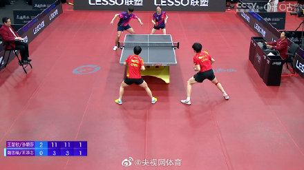 王楚钦孙颖莎3比0魏世皓王添艺