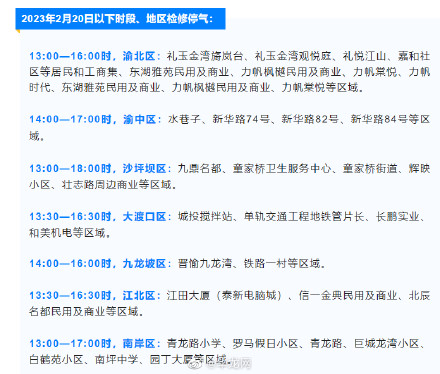 注意！2月20日至26日，重庆这些地方将检修停气