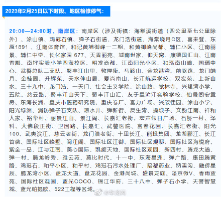 注意！2月20日至26日，重庆这些地方将检修停气
