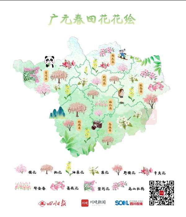 欢迎来到花花世界！这份广元春日赏花手绘地图请收藏