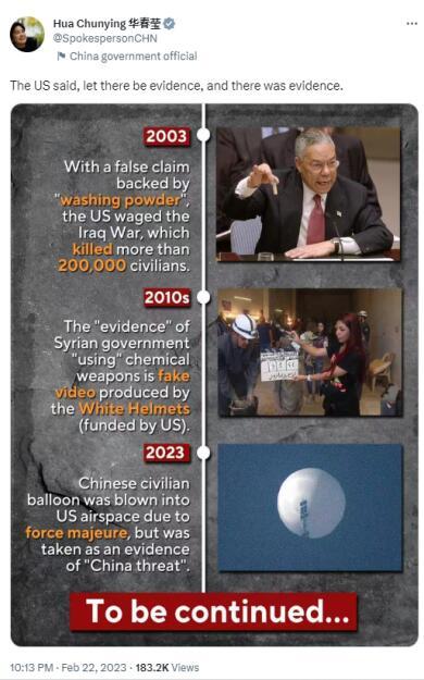“美国说要有证据，这就是证据”！华春莹晒图讽刺美为其行径找借口