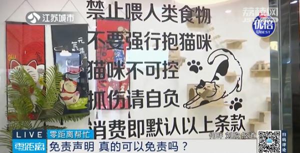 四岁女孩撸猫被抓伤，店家以“免责协议”为由拒绝赔偿……