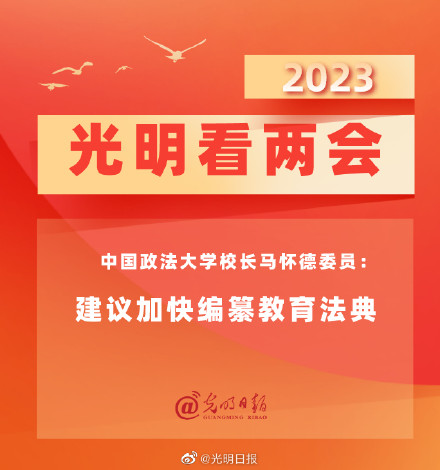 马怀德委员：建议加快编纂教育法典