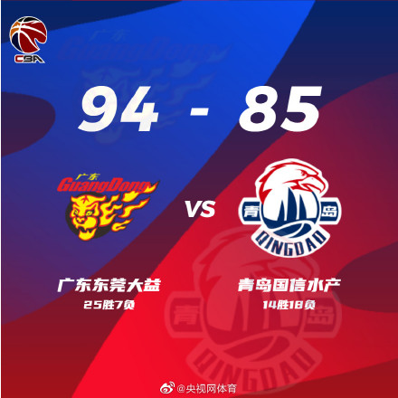 广东男篮战胜青岛男篮